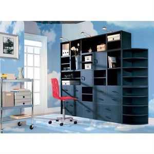 Modular File Cabinet Storage Cube in Black Wood Finish