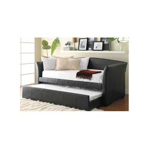 Twin size Dark Brown Faux Leather Daybed with Trundle Bed