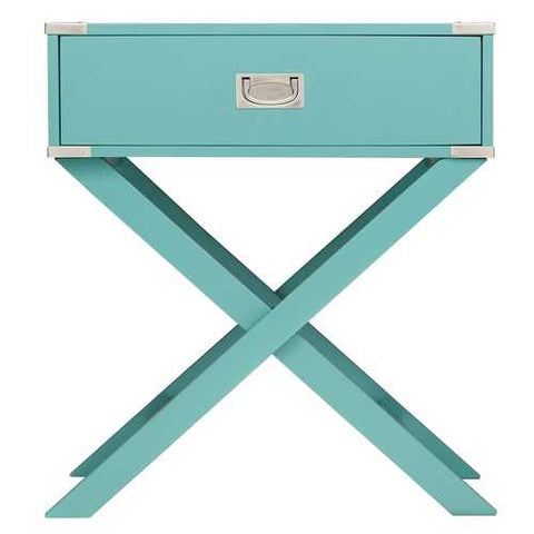 Image of Marine Green Turquoise 1-Drawer Modern End Table Nightstand