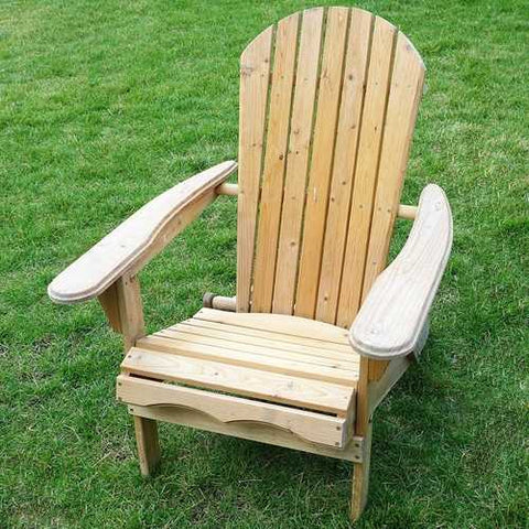 Image of Folding Adirondack Chair for Patio Garden in Natural Wood Finish