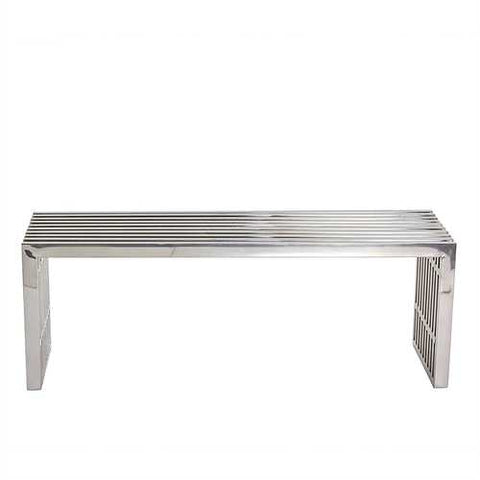 Image of Modern Mid-Century Stainless Steel Accent Bench