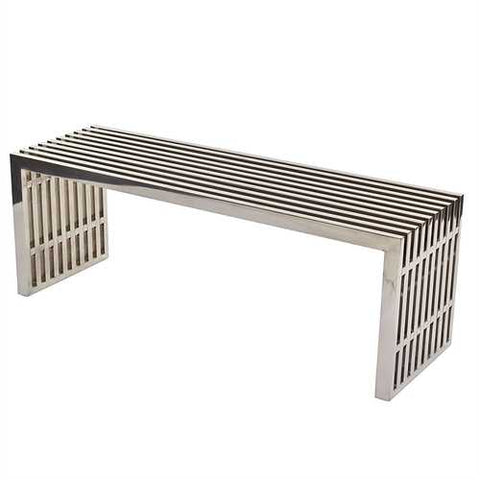 Image of Modern Mid-Century Stainless Steel Accent Bench