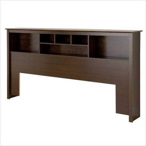 Image of King size Bookcase Headboard in Espresso Wood Finish