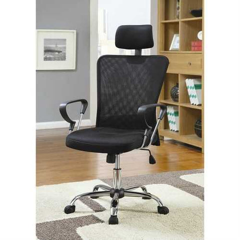 Image of High Back Executive Mesh Office Computer Chair with Headrest in Black