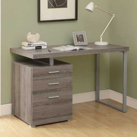 Image of Modern Home Office Laptop Computer Desk in Dark Taupe Wood Finish