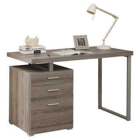 Image of Modern Home Office Laptop Computer Desk in Dark Taupe Wood Finish