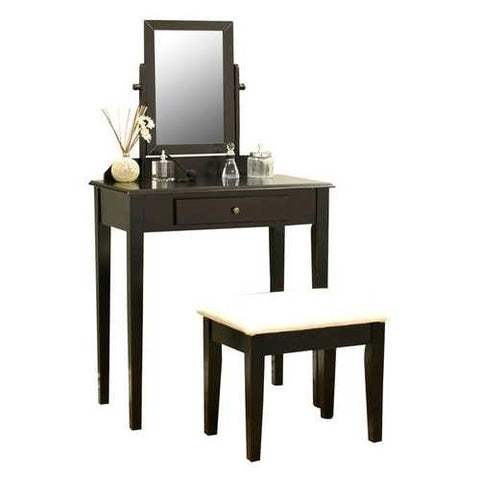 Image of Contemporary Espresso Vanity Set with Beveled Mirror