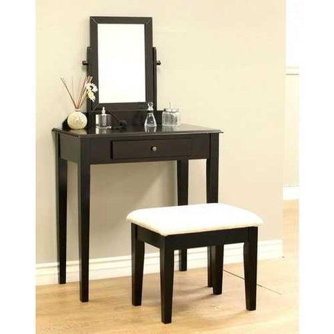 Image of Contemporary Espresso Vanity Set with Beveled Mirror