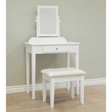 Image of Contemporary White Vanity Set with Beveled Mirror