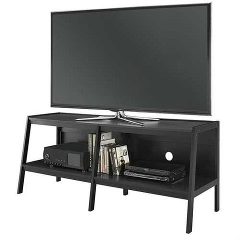 Image of Modern 60-inch Ladder Style TV Stand in Black Finish