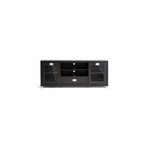 Modern Glass Door TV Stand in Dark Brown