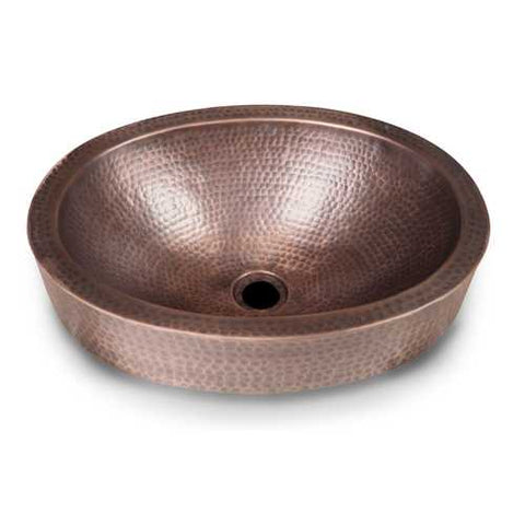 Image of Oval Hammered Copper Bathroom Sink Drop-in or Vessel