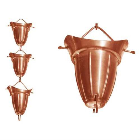 Image of Pure Copper 8.5-Ft Bell Cone Shape Rain Chain