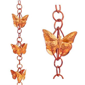 Mariposa 8-Ft Butterfly Copper Rain Chain Downspout