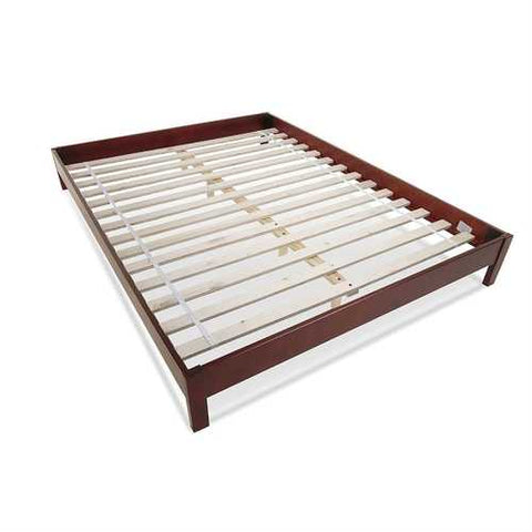 Image of Queen size Japanese Style Platform Bed Frame in Mahogany Finish