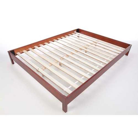 Image of Queen size Japanese Style Platform Bed Frame in Mahogany Finish