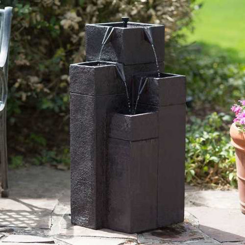 Image of Modern Outdoor Garden 4-Tiered Fountain with Solar Pump