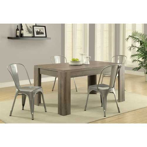 Image of Modern Block Leg Rectangular Dining Table in Dark Taupe Wood Finish