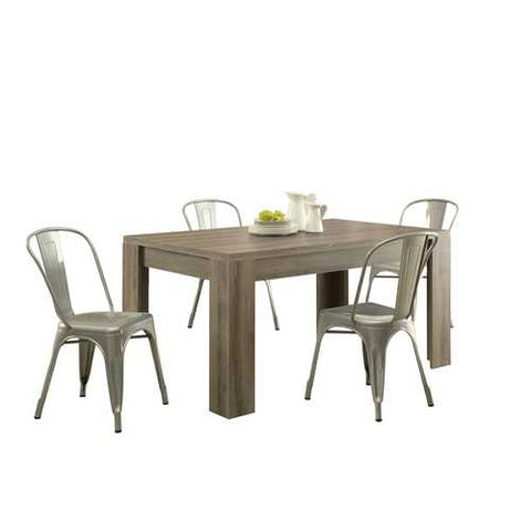 Image of Modern Block Leg Rectangular Dining Table in Dark Taupe Wood Finish