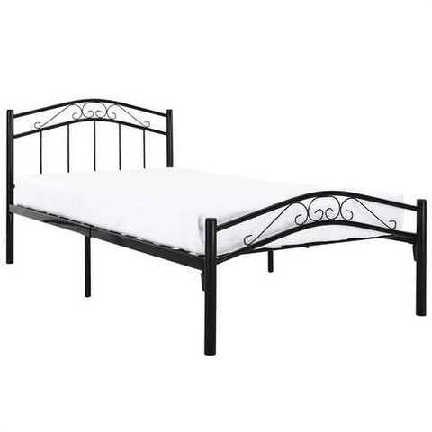 Image of Twin size Black Metal Platform Bed with Headboard and Footboard