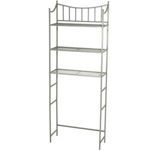 Bathroom Space Saving Over the Toilet Linen Tower Shelving Unit in Nickel Finish