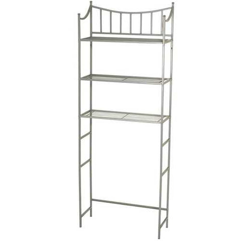 Image of Bathroom Space Saving Over the Toilet Linen Tower Shelving Unit in Nickel Finish