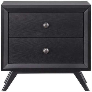 Modern Mid-Century Style Nightstand End Table in Black Wood Finish