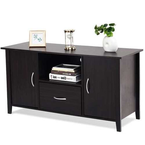 Image of Modern 48-inch Dark Brown Wood TV Stand Media Cabinet