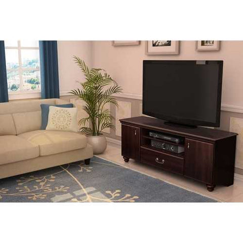 Image of Traditional Style TV Stand in Dark Mahogany Finish - Fits TVs up to 60-inch