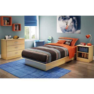 Twin size Platform Bed Frame in Maple Wood Finish