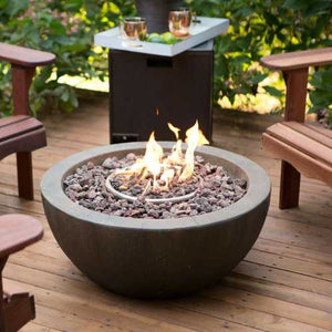 28-inch Round Gray Enviro Stone Natural Gas Fire Pit Bowl