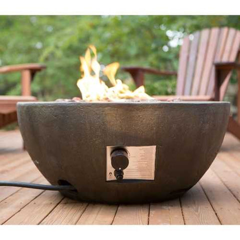 Image of 28-inch Round Gray Enviro Stone Natural Gas Fire Pit Bowl