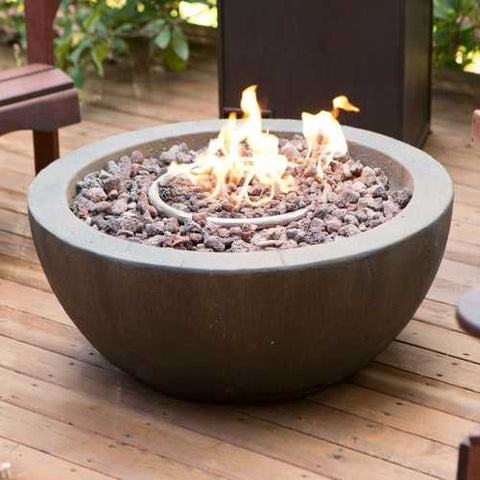 Image of 28-inch Round Gray Enviro Stone Natural Gas Fire Pit Bowl