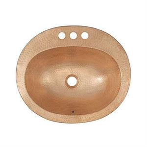 Oval 20 x 17 inch Drop-in Solid Copper Bathroom Sink