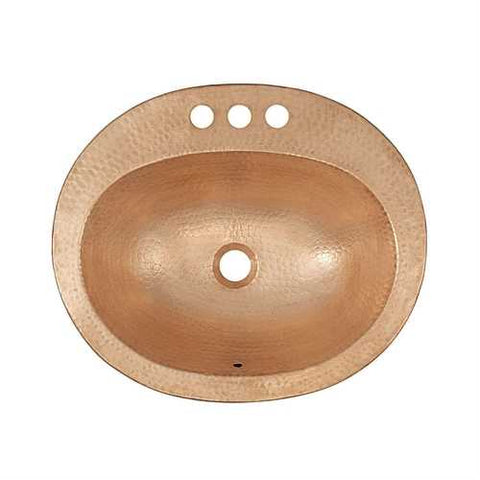 Image of Oval 20 x 17 inch Drop-in Solid Copper Bathroom Sink