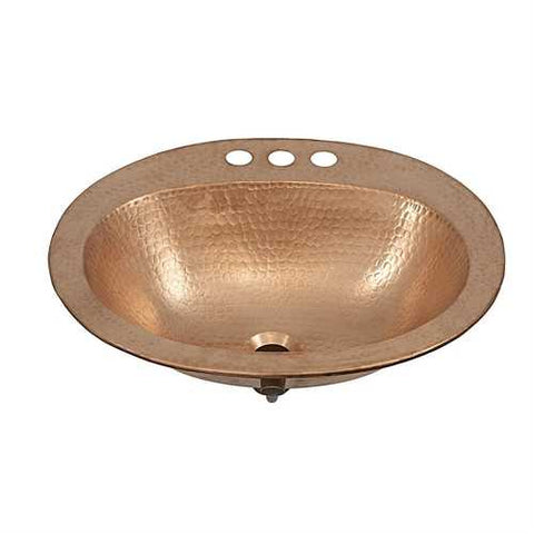 Image of Oval 20 x 17 inch Drop-in Solid Copper Bathroom Sink