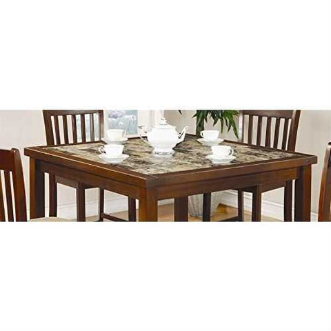 Image of Casual 5-Piece Dining Set with Microfiber Padded Counter Height Stools