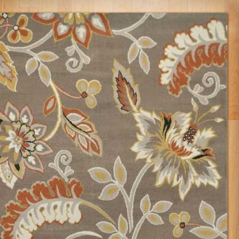 Image of 3'3" x 5'2" Tufted Cotton Area Rug with Yellow Orange Beige Brown Floral Pattern