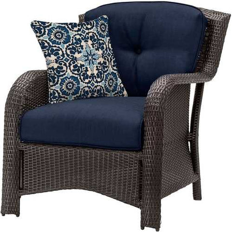 Image of Outdoor 6-Piece Resin Wicker Patio Furniture Lounge Set with Navy Blue Seat Cushions