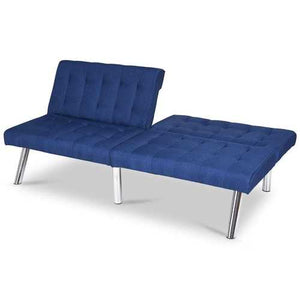 Modern Navy Blue Split Back Futon Sleeper Sofa Bed Couch