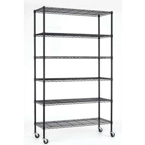 Image of Heavy Duty 6-Shelf Adjustable Metal Shelving Rack with Casters