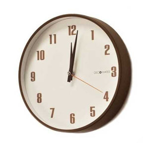 Silent Non-Ticking Retro Wall Clock in Brown and White