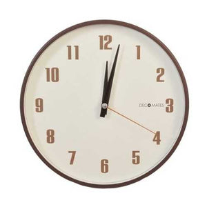 Silent Non-Ticking Retro Wall Clock in Brown and White