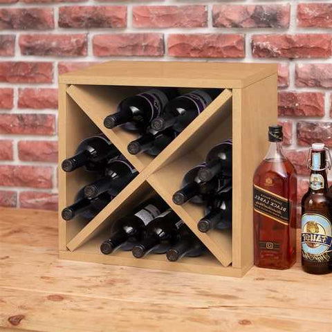 Image of Stackable 12-Bottle Wine Rack in Natural Wood Finish