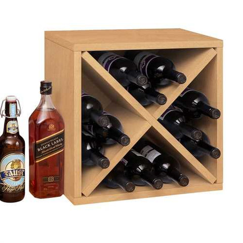 Image of Stackable 12-Bottle Wine Rack in Natural Wood Finish