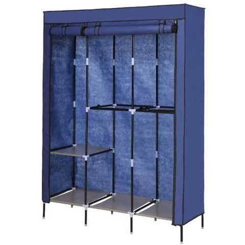 Image of Blue 68-inch Bedroom Wardrobe Closet Shelving Unit