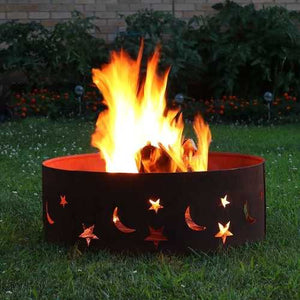 Moon Stars 30-inch Round Steel Outdoor Fire Pit with Rust-like Finish