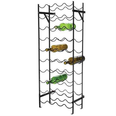 Image of Black Metal 40-Bottle Wine Rack with Wall Anchors