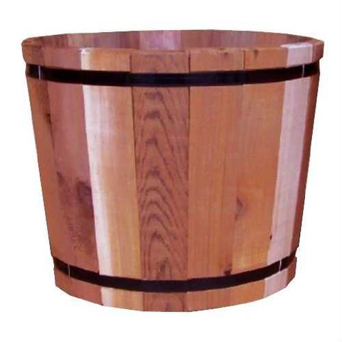 Image of 18.5-inch Outdoor Barrel Planter in Cedar Wood - Made in USA