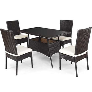 Modern Outdoor 5-Piece PE Rattan Patio Dining Set